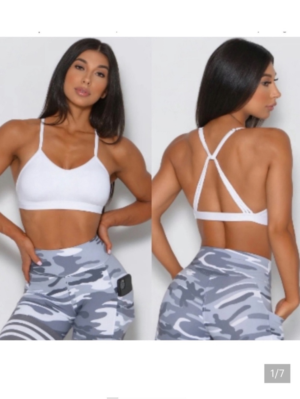 Bombshell Sportswear White Braid Back Sports Bra Small